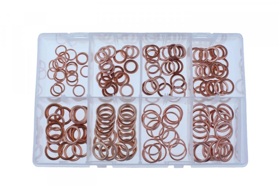 ASSORTIMENT AFDICHTRINGEN GEVULD KOPER KLEIN 160-DELIG (1ST)