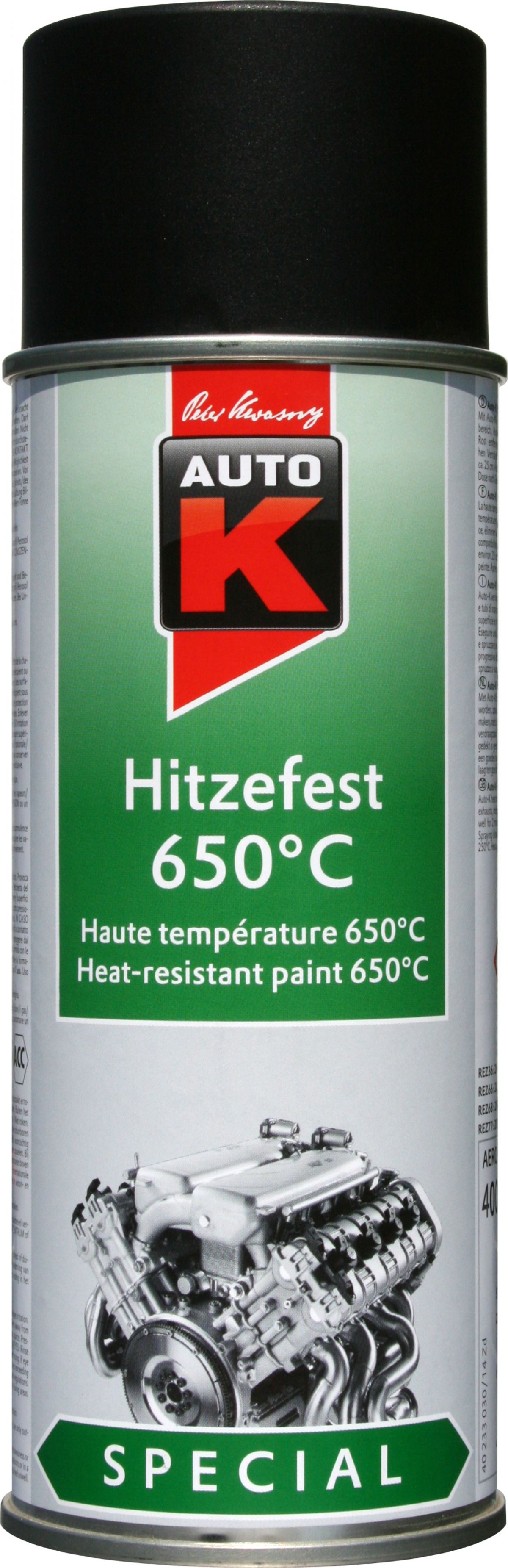 AUTO-K Hittebestendige Verf Mat Zwart 650°c, Spuitbus 400ml