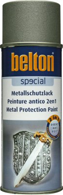 BELTON Metaalbeschermingsverf 2in1 Metallic Grijs Zilver Glanzend, Spuitbus 400ml