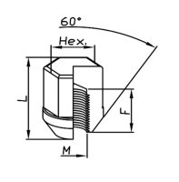 WIELMOER ZINC GESLOTEN CONISCH 60 M12X1,50X33 HEX19 (1ST)