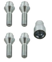 LOCK BOLT SET 4 PIECES M12X1,25-30 + CAP17 FIAT CONICAL (1PCS)