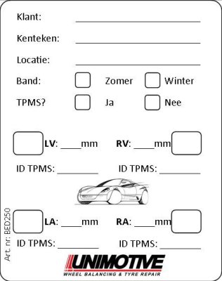 UNIMOTIVE TIRE STICKER + TPMS EXPRESSION (250PCS)