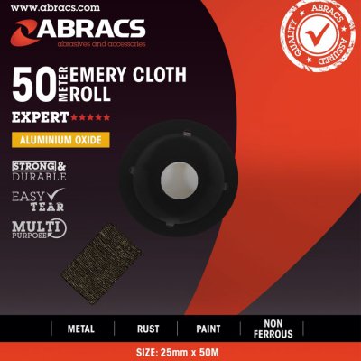 ABRACS ABRASIVE CLOTH ALU-OXIDE 25MMX50METER K80 (1)