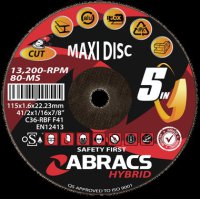 ABRACS MEULE À TRONÇONNER HYBRID "5IN1" 115X1.6X22MM FLT METAL (1PC)