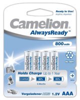 CAMELION RECHARGEABLE AAA/LR03 800MAH BLISTER (4PC)