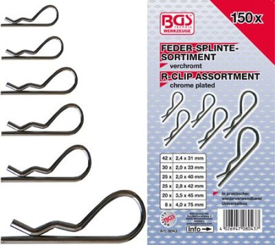 BGS TECHNIC Assortiment Borgpennen 2-4mm, 150-delig