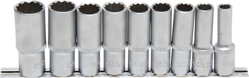 BGS TECHNIC 1/2" (12,5mm) Set Lange 12-kant Doppen,10-24mm, 9-delig