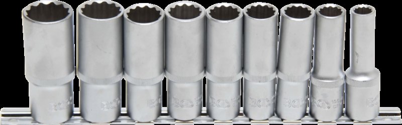 BGS TECHNIC 1/2" (12,5mm) Set Lange 12-kant Doppen,10-24mm, 9-delig