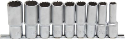 BGS TECHNIC Jeu De 12 Capuchons Longs 1/2", 10-24 Mm, 9 Pièces