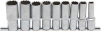 BGS TECHNIC 1/2" (12,5mm) Set of Long 12-Sided Sockets,10-24mm, 9-Piece