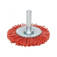 DELTACH Nylon Disk Brush On Pin 6mm - Ø 75mm - (p80)red