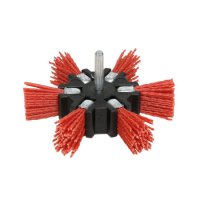 DELTACH Brosse à Rabats En Nylon Sur Tige 6mm - Ø 100mm - (p80) Rouge