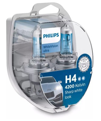 PHILIPS H4 Autolampen Whitevision Ultra +w5w (2stuks)