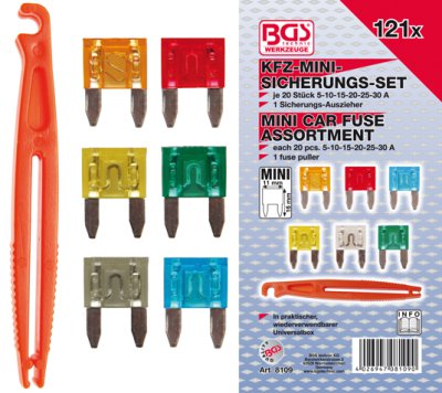 BGS TECHNIC Assortiment Mini Steekzekering, 120-delig