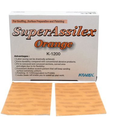 KOVAX Super Assilex Orange Sanding Strips, 130x170mm, P1200 (25pcs)