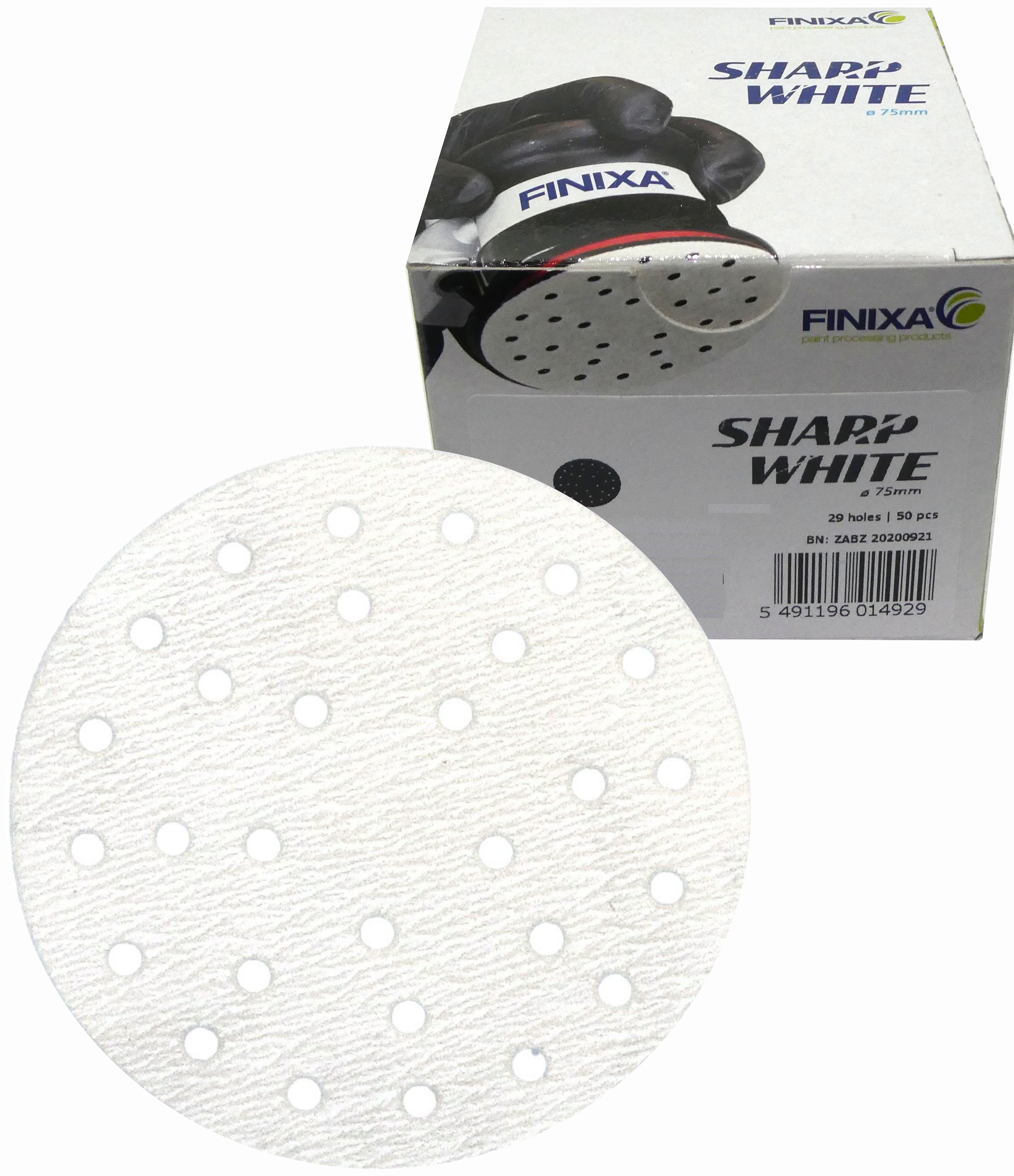 FINIXA Sharp White Schuurschijven Multihole - Ø75mm - P320 - 50st