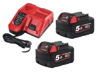 MILWAUKEE M18 Battery Pack 5.0ah With Rapid Charger, Nrg-502