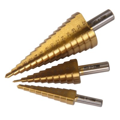 XPTOOLS Stairwell Drill Set Hss M2 Titanium Coated, 3-Piece