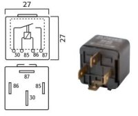 MINI CONTACT MAKE RELAY 12V 30A AVEC RESISTANCE 4 POLES (1 PC)