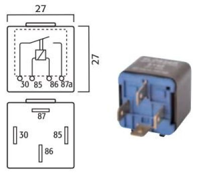 MINI CONTACT MAKE RELAY 24V 20A AVEC RESISTANCE 4 POLES (1PC)