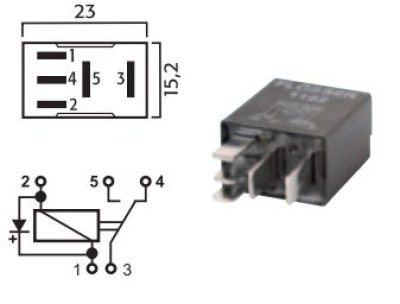 MICRO WISSEL RELAIS 12V 15/25A MET DIODE (1ST)