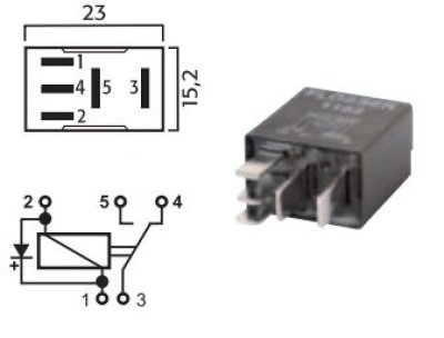 MICRO COMMUTATEUR RELAIS 12V 15 / 25A AVEC DIODE (1PC)