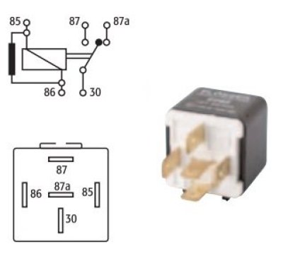 MINI RELAIS DE CHANGEMENT 12V 20 / 30A AVEC RESISTANCE 5 PÔLES (1PC)