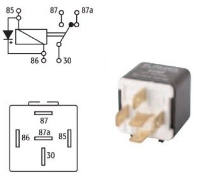 MINI COMMUTATEUR RELAIS 12V 20 / 30A AVEC DIODE 5 PÔLES (1PC)