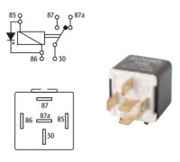 MINI WISSEL RELAIS 24V 10/20A MET DIODE 5-POLIG (1ST)