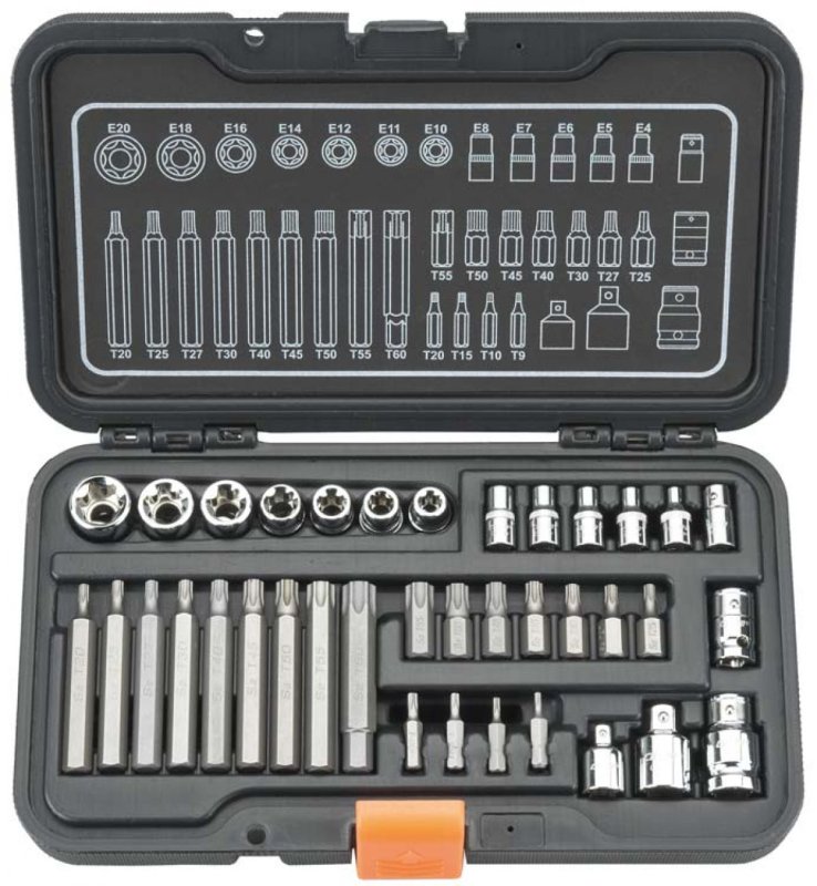 CUSTOR Bitset 1/4" (6,3mm) + 3/ 8", Torx/e-torx, 37-delig