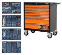 CUSTOR Tool Trolley King Size, 4 Trays Filled, 17 Modules