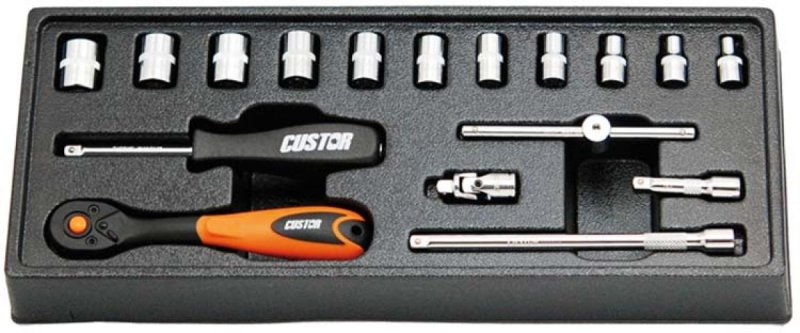 CUSTOR 1/4" (6,3mm) Doppenset, 17-delig