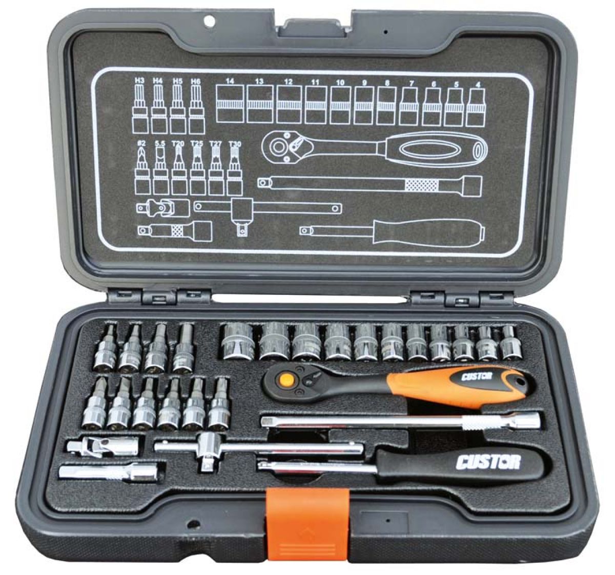 CUSTOR 1/4" (6,3mm) Doppenset, 27-delig 
