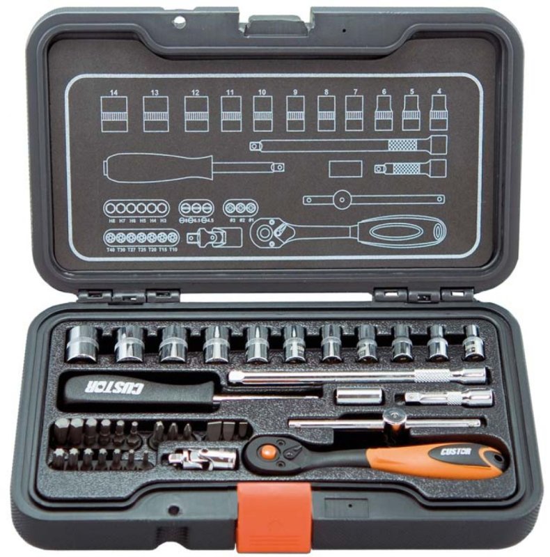 CUSTOR 1/4" (6,3mm) Doppenset, 37-delig