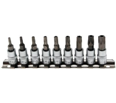 BGS TECHNIC 1/4" (6,3mm) Jeu De Douilles Torx Avec Trou, 9 Pièces