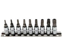 BGS TECHNIC 1/4" (6,3mm) Socket Set Torx With Hole, 9 pieces