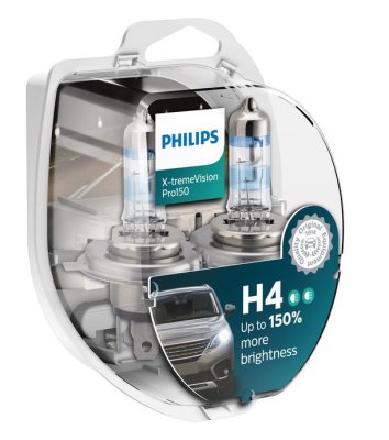 PHILIPS H4 Autolampen X-tremevision Pro150 12v 55w +150%