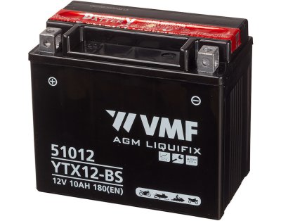 VMF Accu Motor/scooter 12v 10 Ah 180 En | + Links | Ytx12-bs