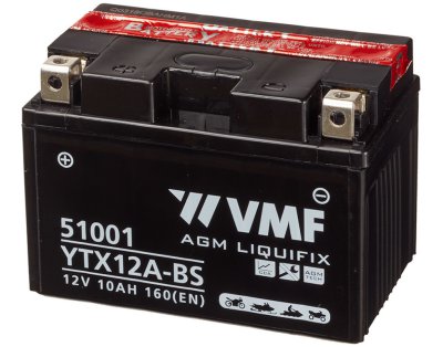 VMF Accu Motor/scooter 12v 10 Ah 180 En | + Links | Ytx12a-bs