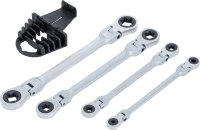 BGS TECHNIC Double Ratchet Ring Wrench Set | Foldable | With E Profile Ring Heads | E6 - E24 | 4 pcs.