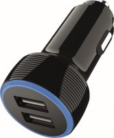 2GO Car charger 2x Usb 2.4a, 12v/24v, Black