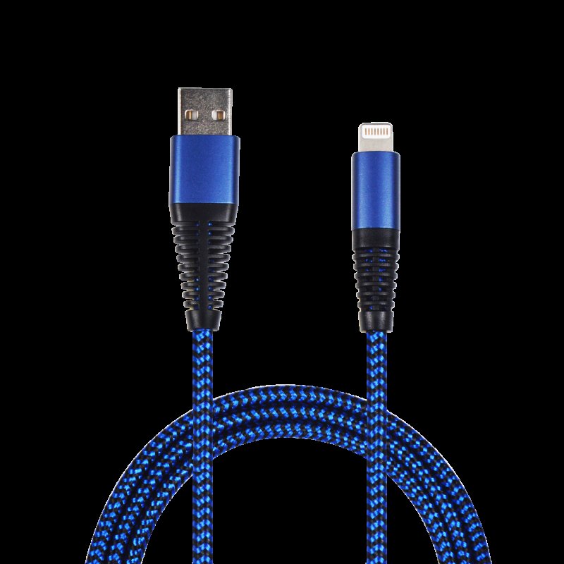 2GO Usb-datakabel Apple Lightning -> Usb, Nylon Blauw, 100cm