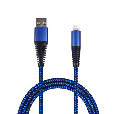 2GO Usb-datakabel Apple Lightning -> Usb, Nylon Blauw, 100cm