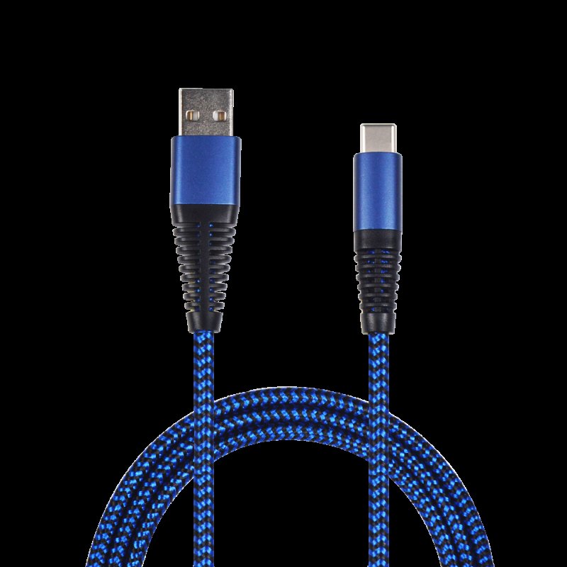2GO Usb-datakabel Usb Type-c -> Usb, Nylon Blauw, 100cm