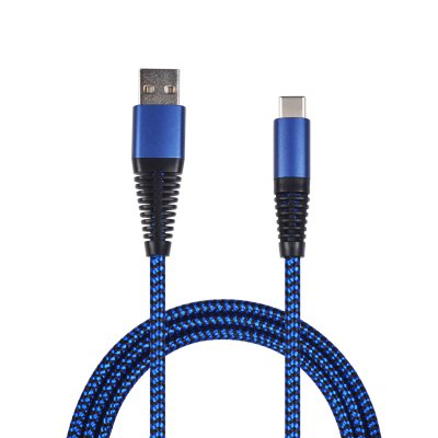 2GO Usb-datakabel Usb Type-c -> Usb, Nylon Blauw, 100cm