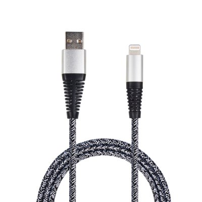 2GO Usb-câble De Data Apple Lightning-> Usb, Nylon Silver, 100cm