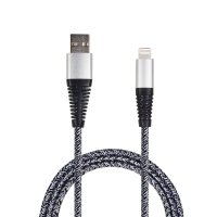 2GO Usb data cable Apple Lightning-> Usb, Nylon Silver, 100cm