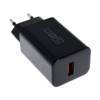 2GO Fast charger 240v, 1x Usb 3a, 18w, Black