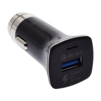 2GO Car charger Quick charger, 1x Usb 3a, 12v/24v, Black