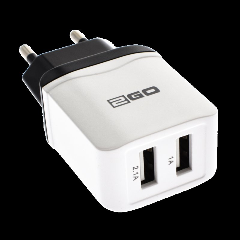 2GO Thuislader, 2x Usb 2,4a, 100-240v, Wit